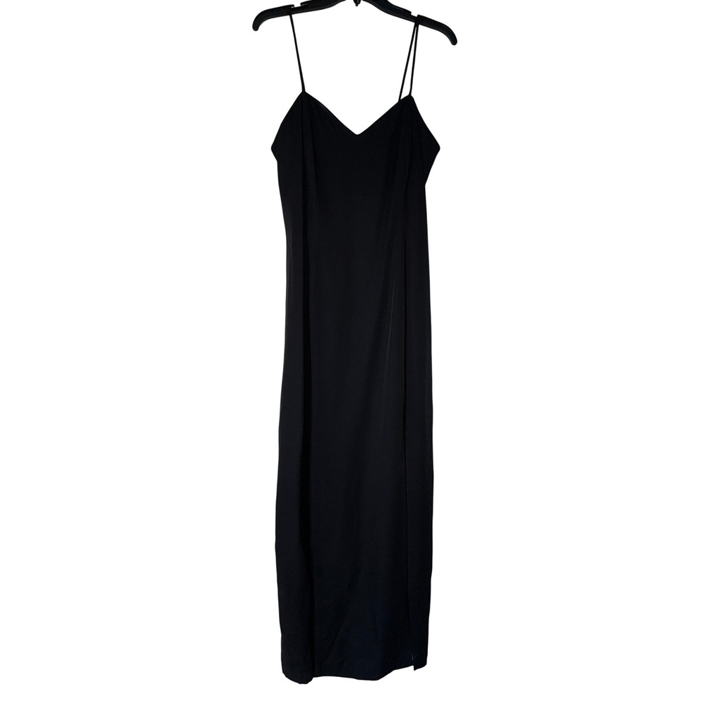 Betsy & Adam by Jaslene Vintage Black Spaghetti Strap Maxi Dress Gown 11/12